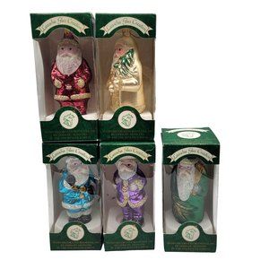 Ornaments Christmas Lauscha Glass Santa Claus Lot 5 Hand Blown Glass